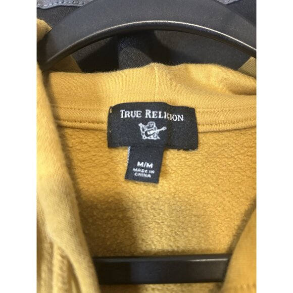 True Religion Yellow Hoodie Jacket Womens Medium Casual Letterman Style - Picture 3 of 4